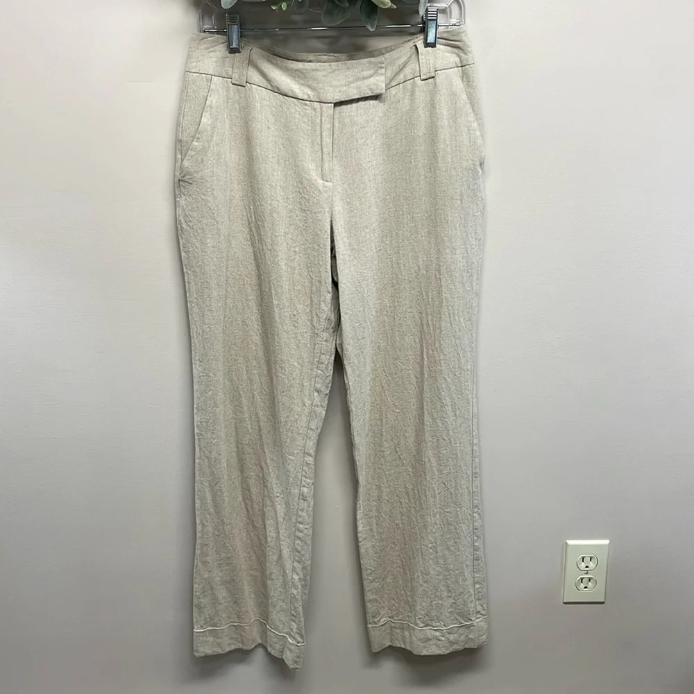 Cato Linen Blend Trouser Pants Flat Front Cuffed 6